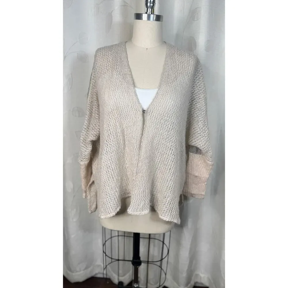 Free People Alpaca Blend Open Front Dolman Sleeve Lace Back Cardigan, Size S